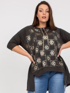 Khaki asymmetrical blouse plus size