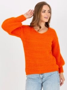 Orange fluffy classic sweater with