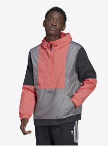 Pink-Grey Men's Lightweight Jacket with Hood