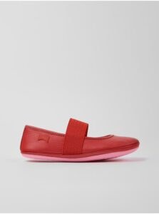 Red Girly Leather Ballerinas Camper