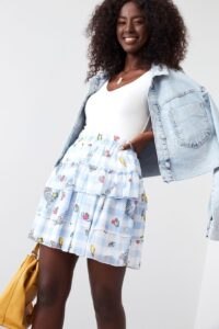 Short skirt with ruffles with checkered