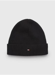 Black men's beanie with cashmere Tommy