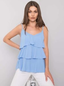 Blue ruffle top by