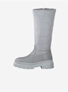Grey leather high boots Tamaris
