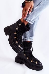 Leather warm shoes Black