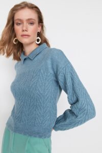 Trendyol Blue Knitted Detailed