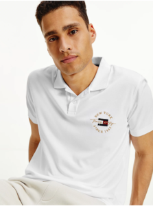 White Mens Polo T-Shirt Tommy Hilfiger Icon