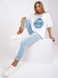 White and blue T-shirt with