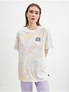 Yellow-white women's patterned T-shirt VANS