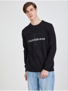 Black Mens Sweater Embroidery Calvin Klein