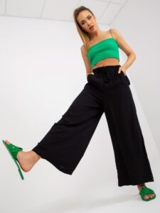 Black fabric trousers with wide