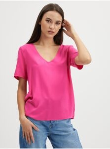 Dark pink women's basic T-shirt VILA