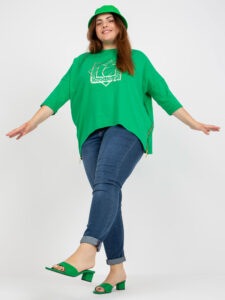Green cotton blouse of larger