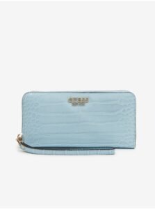 Light blue ladies wallet with crocodile pattern