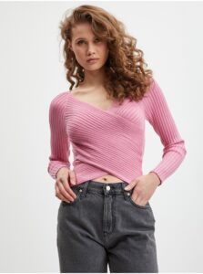 Pink Ladies Ribbed Sweater Guess