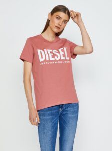Pink Women's T-Shirt Diesel Sily-Ecologo