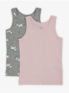 Set of two girls' tank tops in grey and
