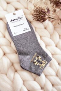 Women's cotton socks with gold