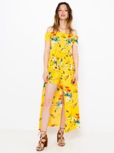 Yellow floral overalls with skirt