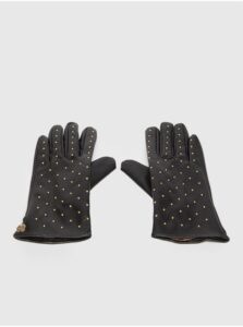 Black Women Patterned Leatherette Gloves Liu