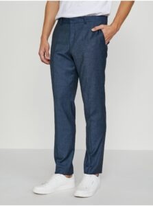 Dark Blue Suit Trousers with Mixed Homme