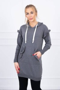 Dress with decorative ruffles and hood