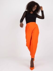Orange fabric trousers with straight