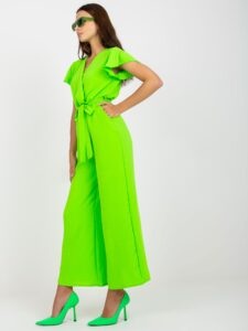 RUE PARIS fluo green jumpsuit with wide
