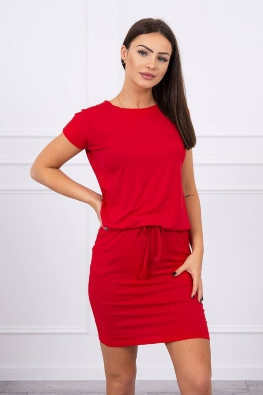 Viscose dress with a tie at the waist