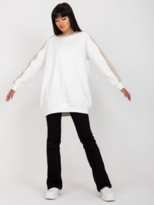 Basic white-beige sweatshirt tunic of oversized