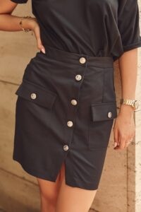 Black button miniskirt
