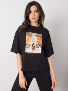 Black cotton T-shirt with