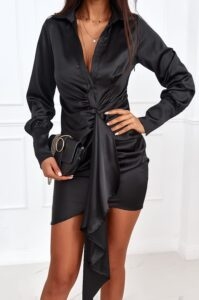 Black satin dress with