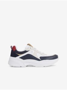 Dark Blue and White Women's Leather Sneakers Tommy