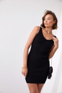 Knitted dress with black