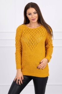 Openwork mustard sweater