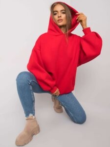 Women's red cotton sweatshirt