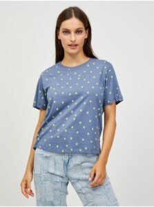 Dark blue women's patterned T-Shirt Noisy