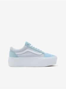 Light blue womens suede sneakers on the platform