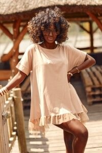 Oversized tunic with tulle