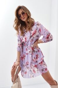 Lavender floral dress with a