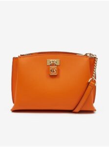 Orange Women's Leather Crossbody Handbag Michael