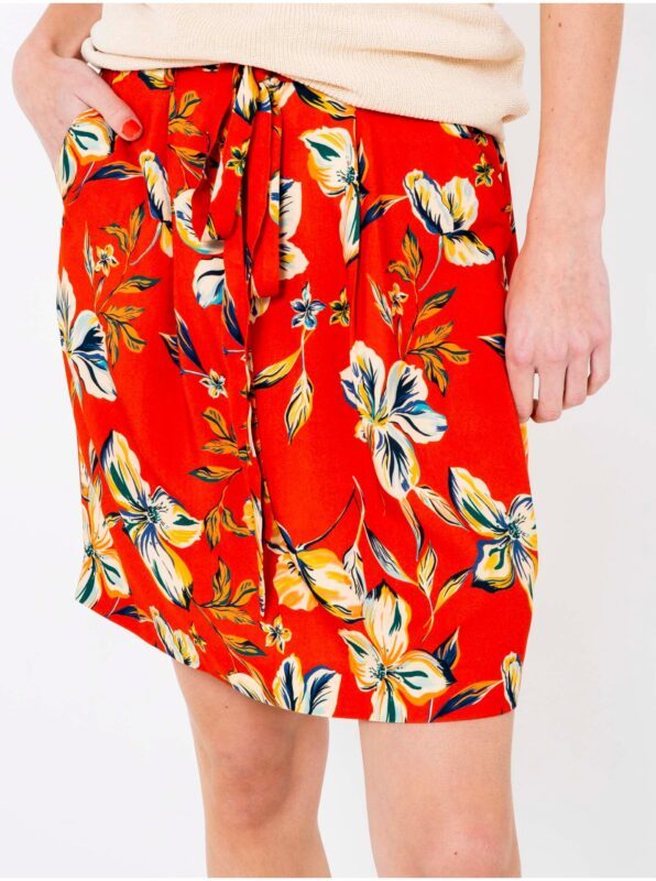 Red Floral Skirt CAMAIEU