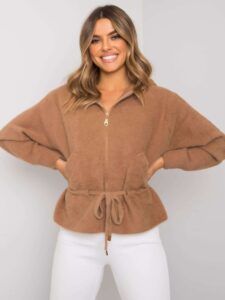 Women's short alpaca hooded jacket