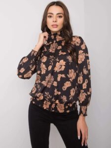 Black and camel floral blouse