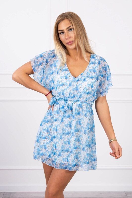 Floral dress with a blue