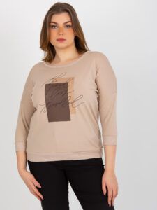 Lady's beige blouse with a round