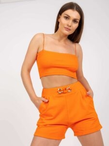 Orange casual shorts with pockets