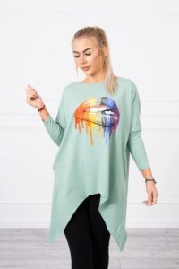 Oversize blouse with rainbow lip