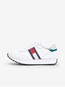 White Women's Sneakers with Leather Details
